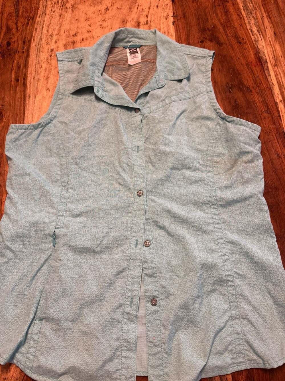 The North Face Sleeveless Hiking Shirt Size XL Blue Button Down